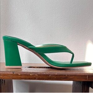 Green leather Nasty Gal sandals with a 4.5-inch heel. Never worn.